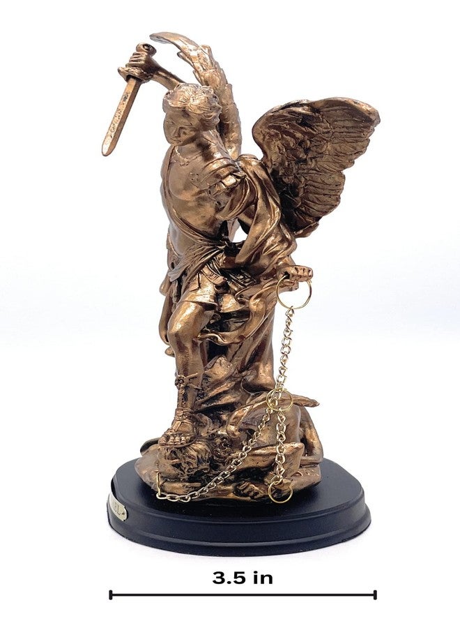 RUSTIX St Michael San Miguel Archangel Statue Defeating Satan Resin Sculpture (Bronze, 8.5 Inch) - Image 3